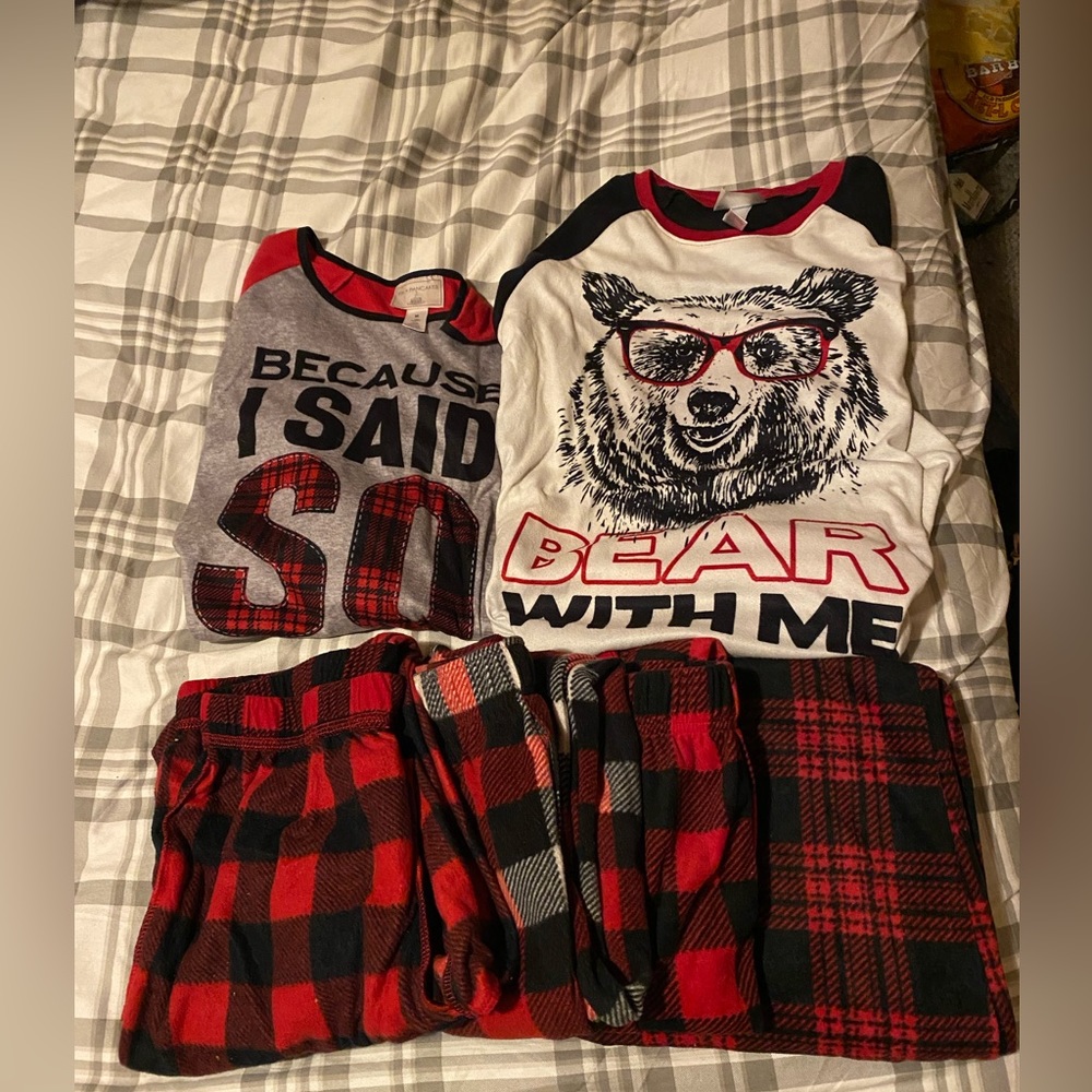 Two pajama shirts and four pajama pants